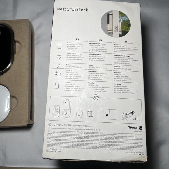 Google Nest x Yale Lock Tamper Proof Smart Lock Keyless Satin Nickel OPEN READ - Picture 8 of 12